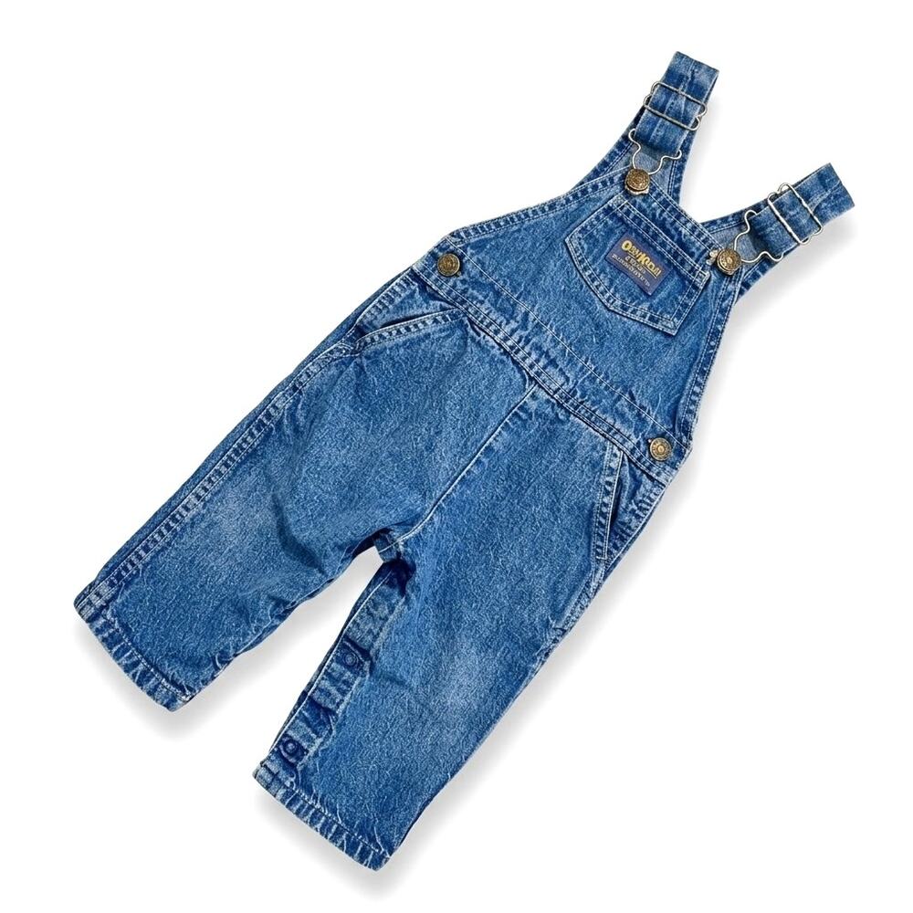 OSHKOSH B'GOSH Vintage Vestbak Denim Overalls Blue Cotton USA Baby 12 Month 12M